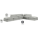Meridian Comfy Grey Linen Textured Fabric Modular Sectional IMAGE 11