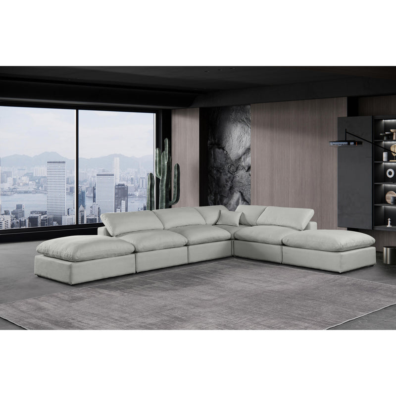 Meridian Comfy Grey Linen Textured Fabric Modular Sectional IMAGE 2