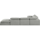 Meridian Comfy Grey Linen Textured Fabric Modular Sectional IMAGE 3