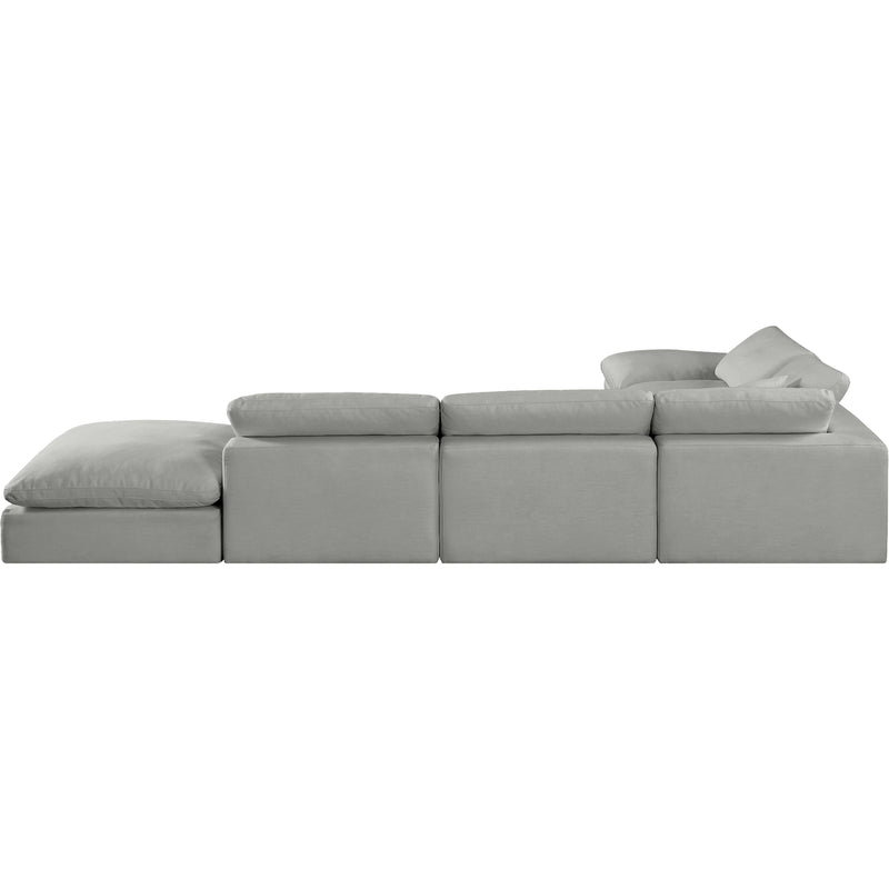Meridian Comfy Grey Linen Textured Fabric Modular Sectional IMAGE 3