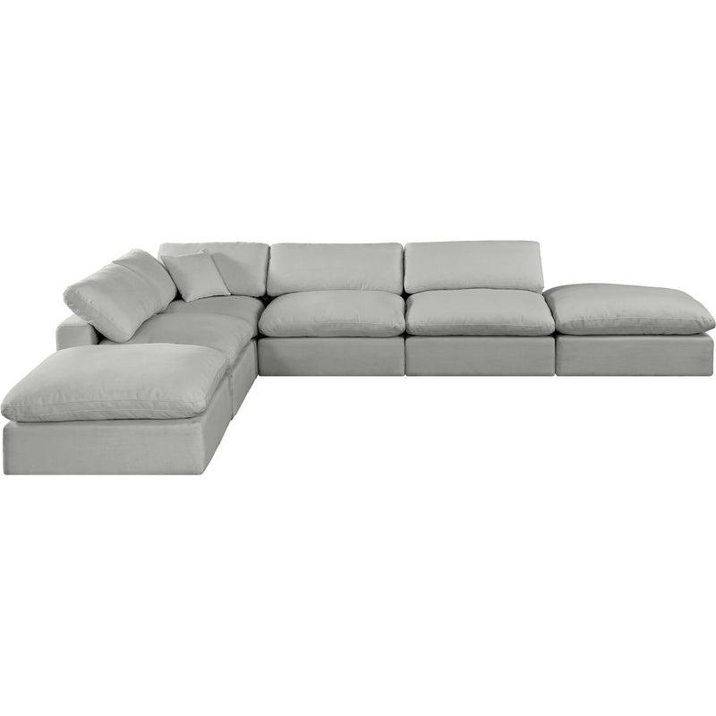 Meridian Comfy Grey Linen Textured Fabric Modular Sectional IMAGE 4