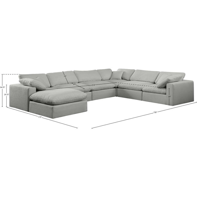 Meridian Comfy Grey Linen Textured Fabric Modular Sectional IMAGE 10