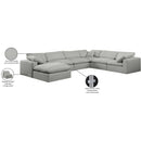 Meridian Comfy Grey Linen Textured Fabric Modular Sectional IMAGE 11