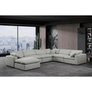 Meridian Comfy Grey Linen Textured Fabric Modular Sectional IMAGE 2