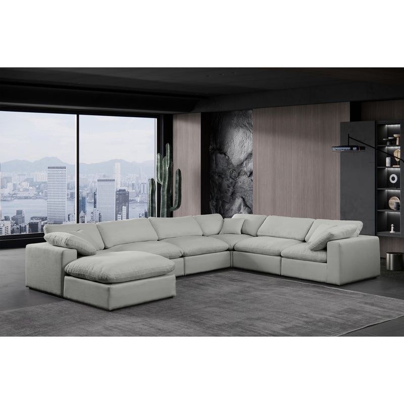Meridian Comfy Grey Linen Textured Fabric Modular Sectional IMAGE 2