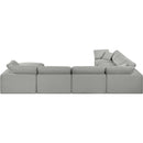 Meridian Comfy Grey Linen Textured Fabric Modular Sectional IMAGE 3