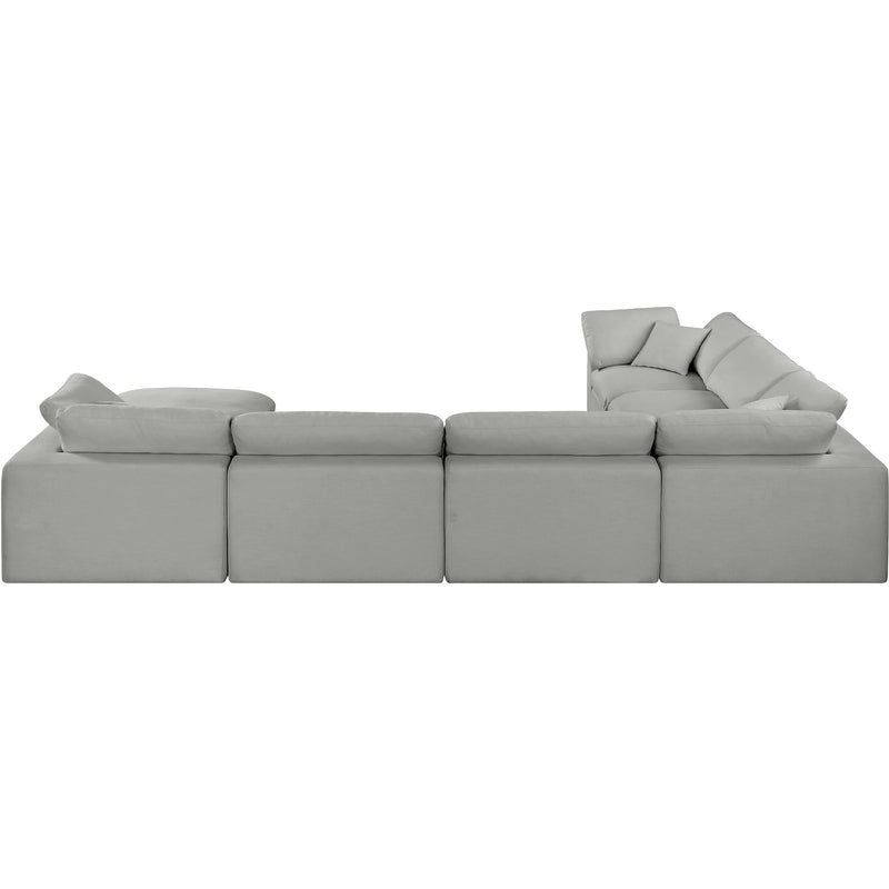 Meridian Comfy Grey Linen Textured Fabric Modular Sectional IMAGE 3