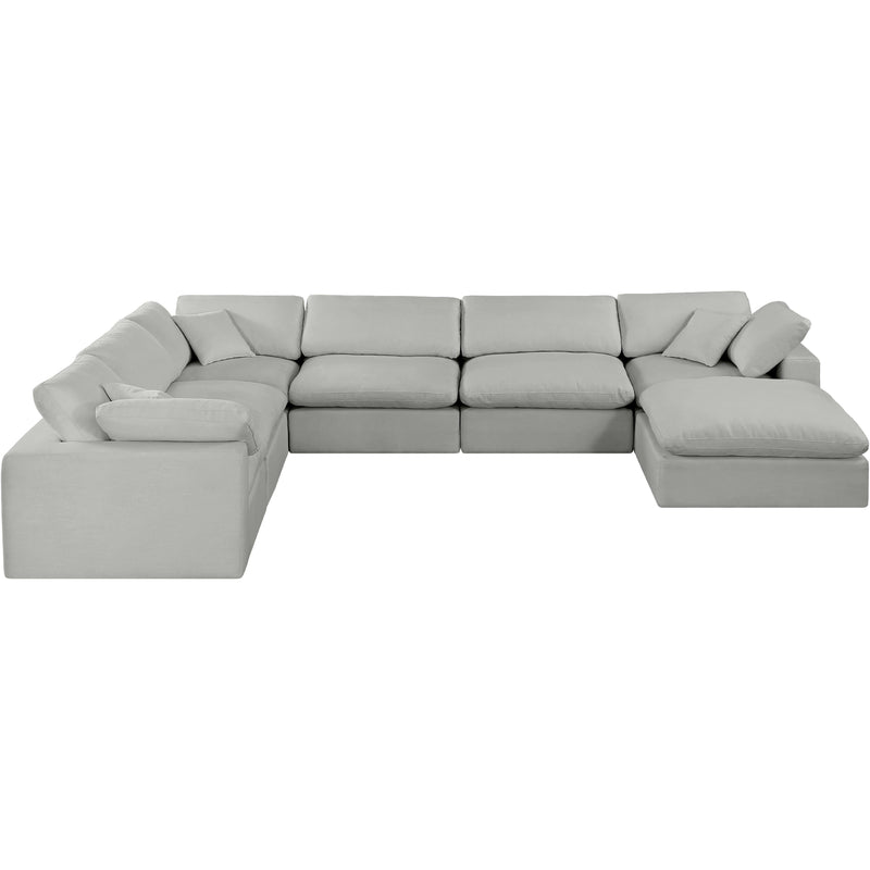 Meridian Comfy Grey Linen Textured Fabric Modular Sectional IMAGE 4