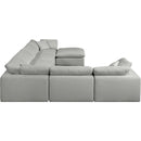 Meridian Comfy Grey Linen Textured Fabric Modular Sectional IMAGE 5