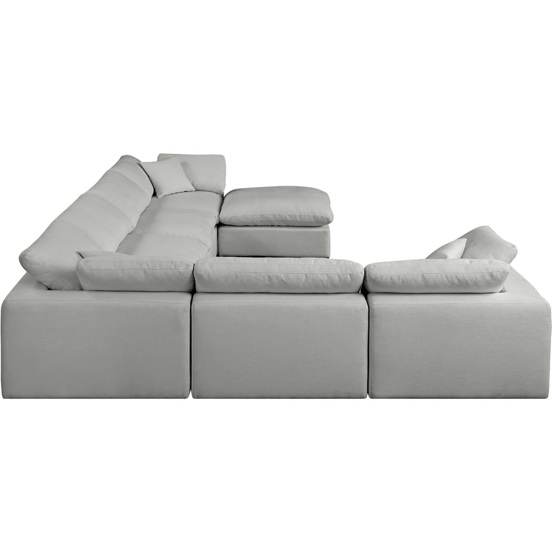 Meridian Comfy Grey Linen Textured Fabric Modular Sectional IMAGE 5