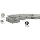 Meridian Comfy Grey Linen Textured Fabric Modular Sectional IMAGE 11