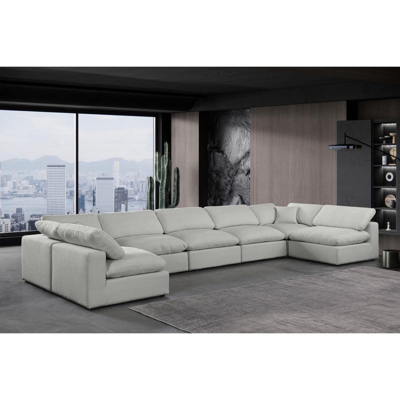 Meridian Comfy Grey Linen Textured Fabric Modular Sectional IMAGE 2