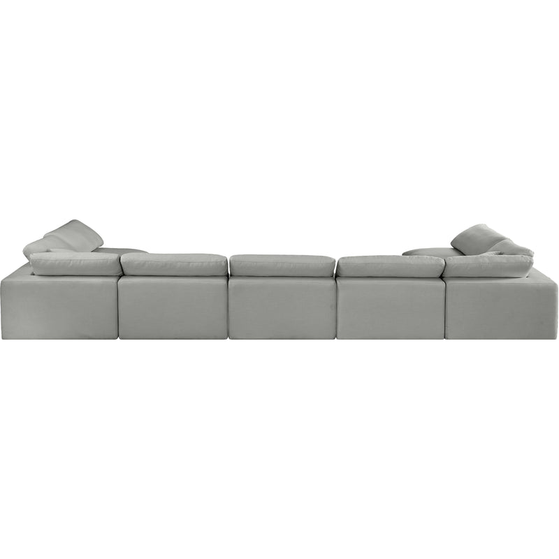 Meridian Comfy Grey Linen Textured Fabric Modular Sectional IMAGE 3