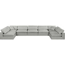 Meridian Comfy Grey Linen Textured Fabric Modular Sectional IMAGE 4