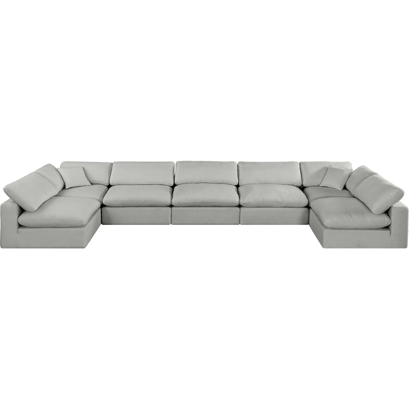 Meridian Comfy Grey Linen Textured Fabric Modular Sectional IMAGE 4
