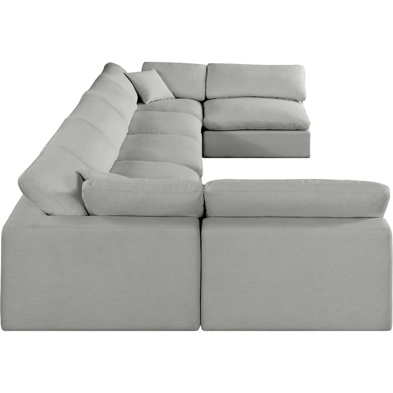 Meridian Comfy Grey Linen Textured Fabric Modular Sectional IMAGE 5