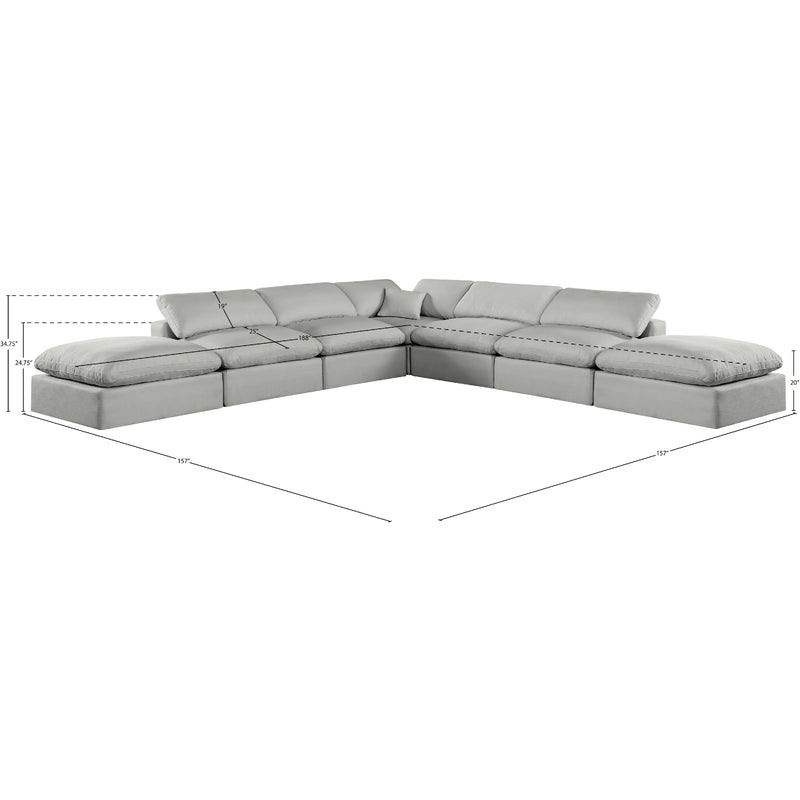 Meridian Comfy Grey Linen Textured Fabric Modular Sectional IMAGE 10