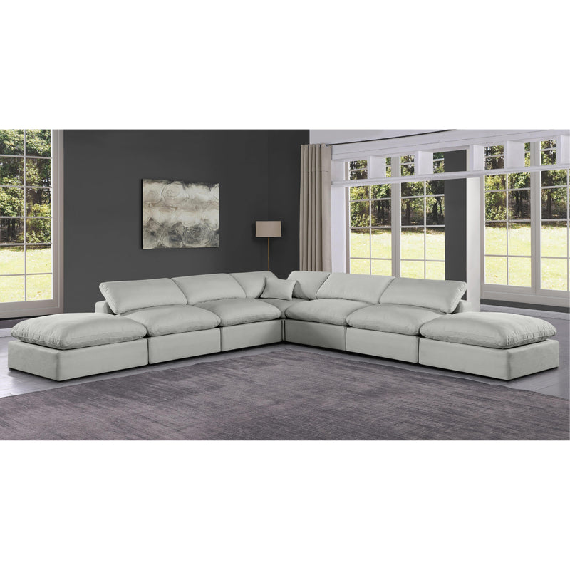 Meridian Comfy Grey Linen Textured Fabric Modular Sectional IMAGE 2