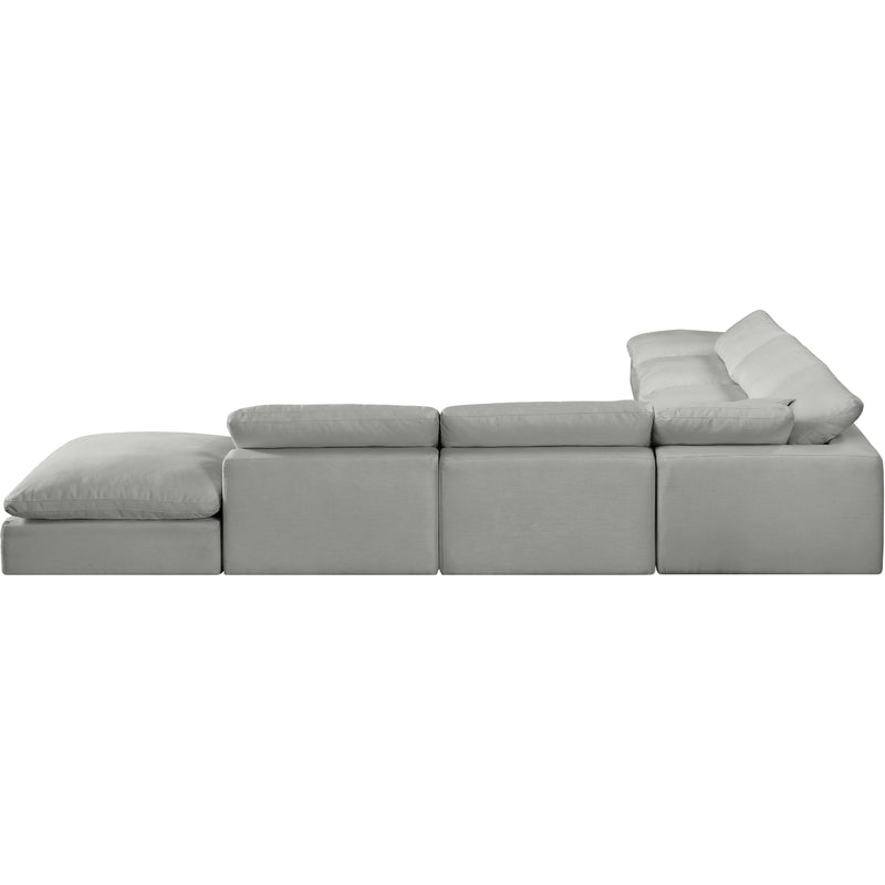 Meridian Comfy Grey Linen Textured Fabric Modular Sectional IMAGE 3