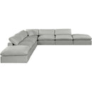 Meridian Comfy Grey Linen Textured Fabric Modular Sectional IMAGE 4