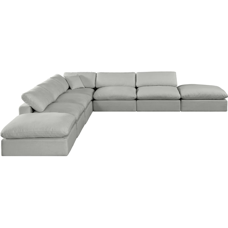 Meridian Comfy Grey Linen Textured Fabric Modular Sectional IMAGE 4