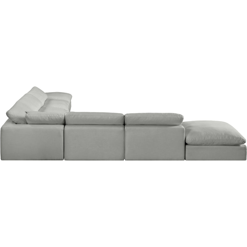 Meridian Comfy Grey Linen Textured Fabric Modular Sectional IMAGE 5