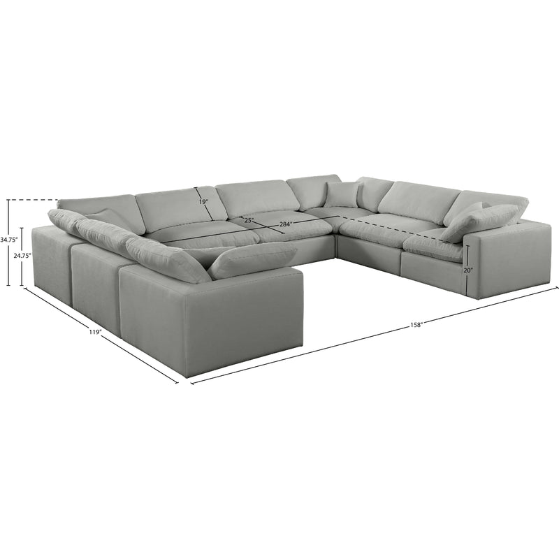 Meridian Comfy Grey Linen Textured Fabric Modular Sectional IMAGE 10