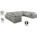 Meridian Comfy Grey Linen Textured Fabric Modular Sectional IMAGE 11