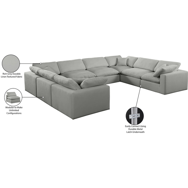 Meridian Comfy Grey Linen Textured Fabric Modular Sectional IMAGE 11