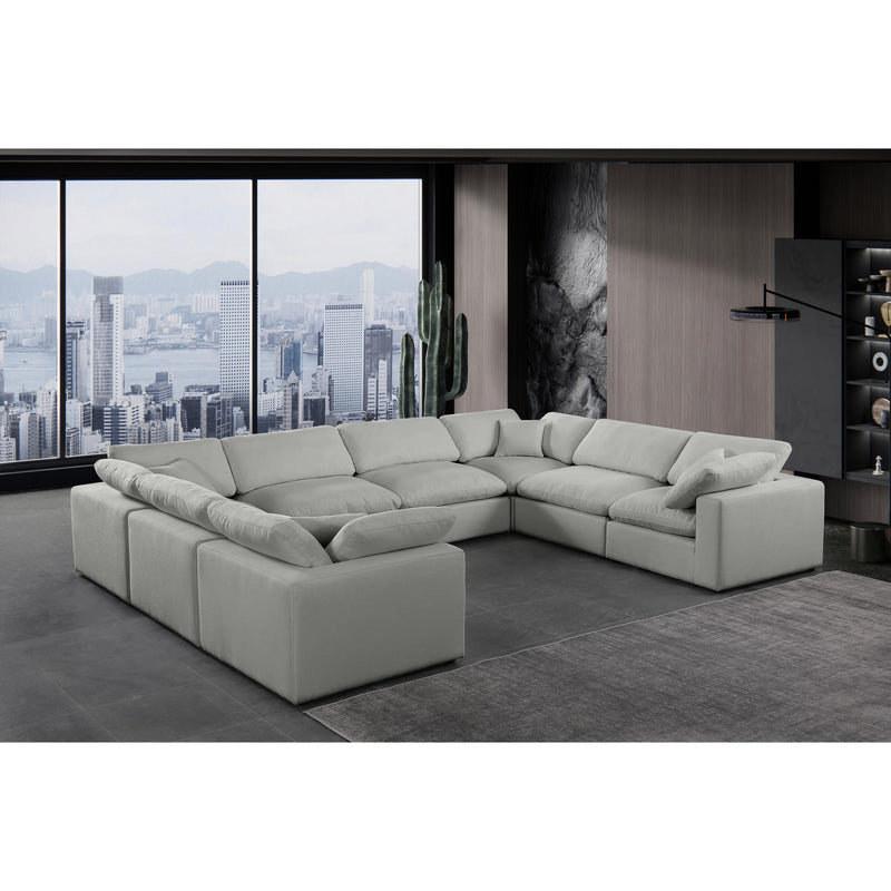 Meridian Comfy Grey Linen Textured Fabric Modular Sectional IMAGE 2