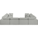 Meridian Comfy Grey Linen Textured Fabric Modular Sectional IMAGE 3