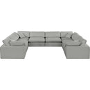 Meridian Comfy Grey Linen Textured Fabric Modular Sectional IMAGE 4
