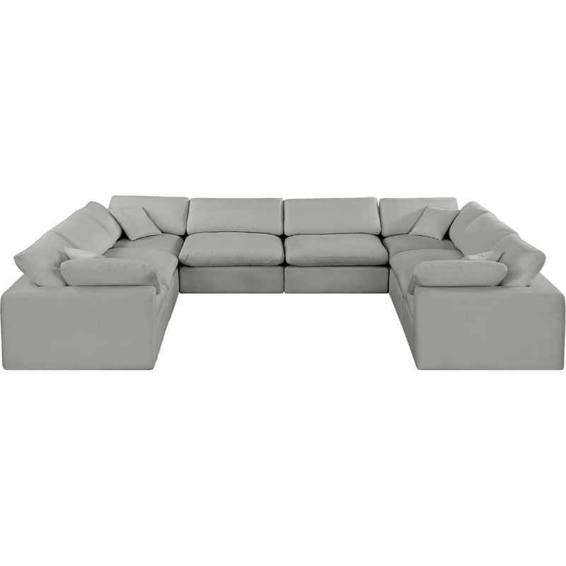 Meridian Comfy Grey Linen Textured Fabric Modular Sectional IMAGE 4