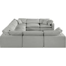 Meridian Comfy Grey Linen Textured Fabric Modular Sectional IMAGE 5