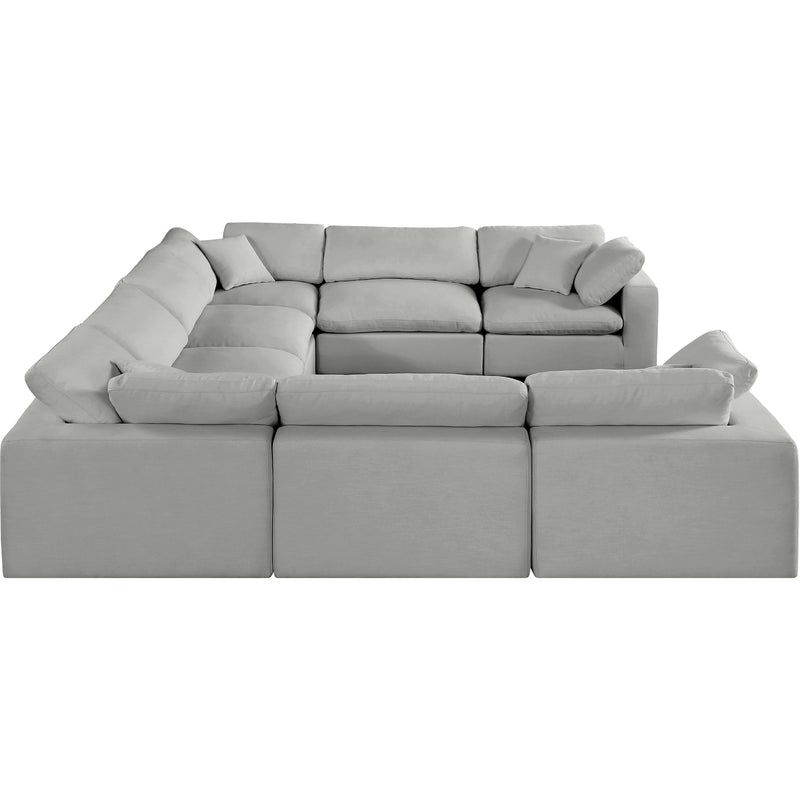 Meridian Comfy Grey Linen Textured Fabric Modular Sectional IMAGE 5
