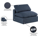 Meridian Comfy Navy Linen Textured Fabric Modular Armless Chair IMAGE 10