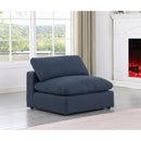 Meridian Comfy Navy Linen Textured Fabric Modular Armless Chair IMAGE 2