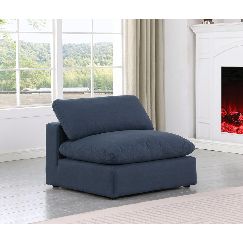 Meridian Comfy Navy Linen Textured Fabric Modular Armless Chair IMAGE 2