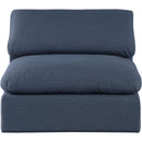 Meridian Comfy Navy Linen Textured Fabric Modular Armless Chair IMAGE 4