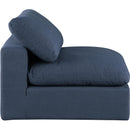 Meridian Comfy Navy Linen Textured Fabric Modular Armless Chair IMAGE 5