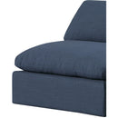 Meridian Comfy Navy Linen Textured Fabric Modular Armless Chair IMAGE 7