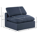Meridian Comfy Navy Linen Textured Fabric Modular Armless Chair IMAGE 9