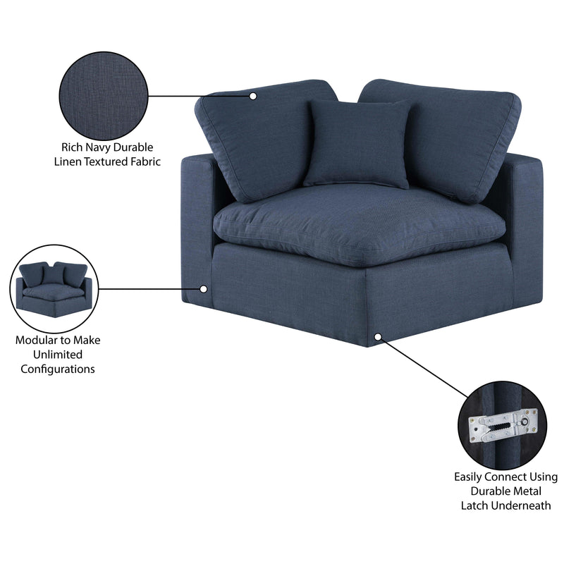 Meridian Comfy Navy Linen Textured Fabric Modular Corner Chair IMAGE 10