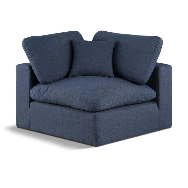 Meridian Comfy Navy Linen Textured Fabric Modular Corner Chair IMAGE 1