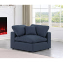 Meridian Comfy Navy Linen Textured Fabric Modular Corner Chair IMAGE 2