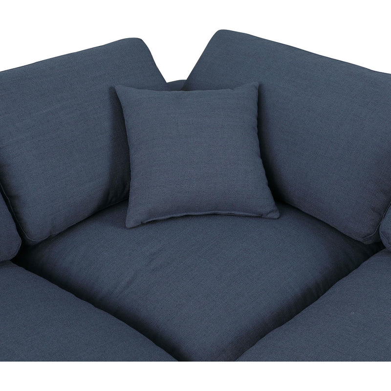 Meridian Comfy Navy Linen Textured Fabric Modular Corner Chair IMAGE 7