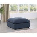 Meridian Comfy Navy Linen Textured Fabric Modular Ottoman IMAGE 2