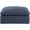 Meridian Comfy Navy Linen Textured Fabric Modular Ottoman IMAGE 3