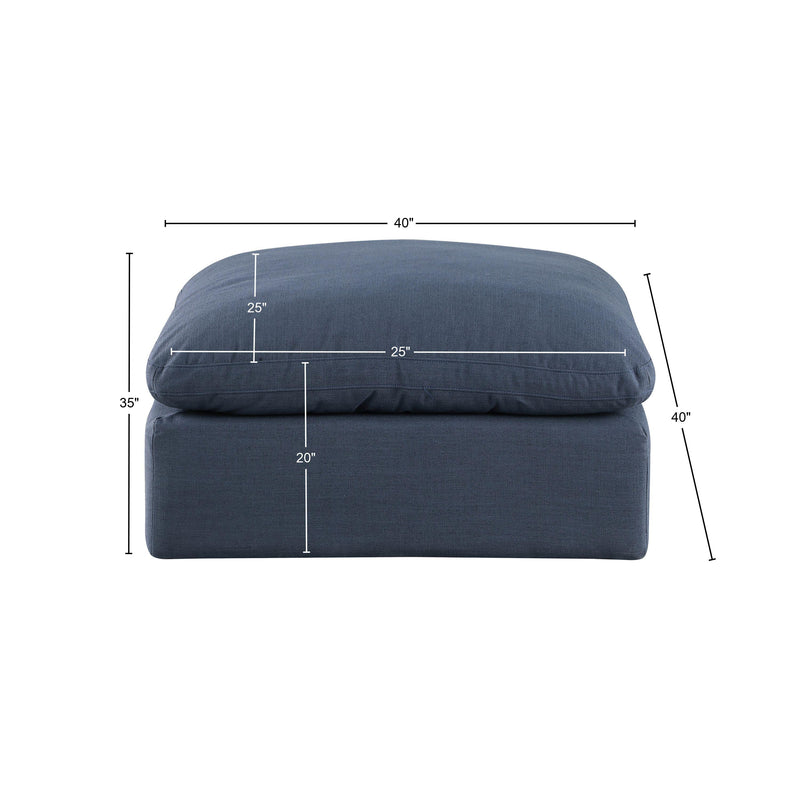 Meridian Comfy Navy Linen Textured Fabric Modular Ottoman IMAGE 5