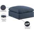 Meridian Comfy Navy Linen Textured Fabric Modular Ottoman IMAGE 6